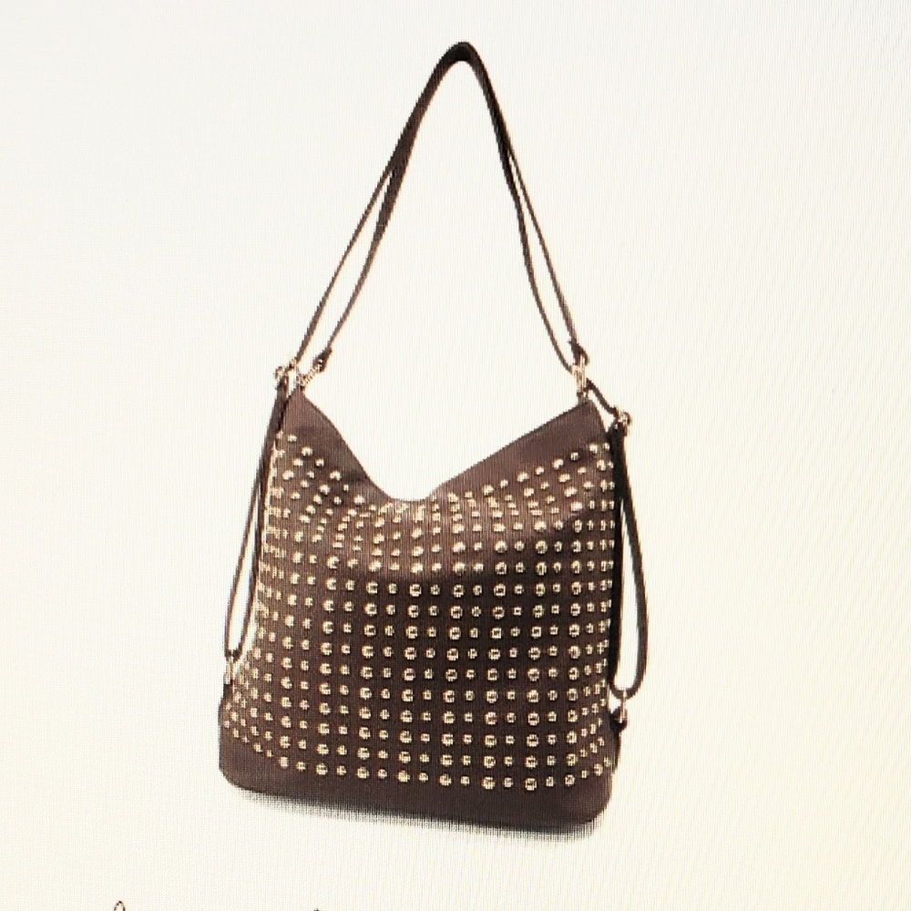 NWT Gold Stud Convertible Hobo